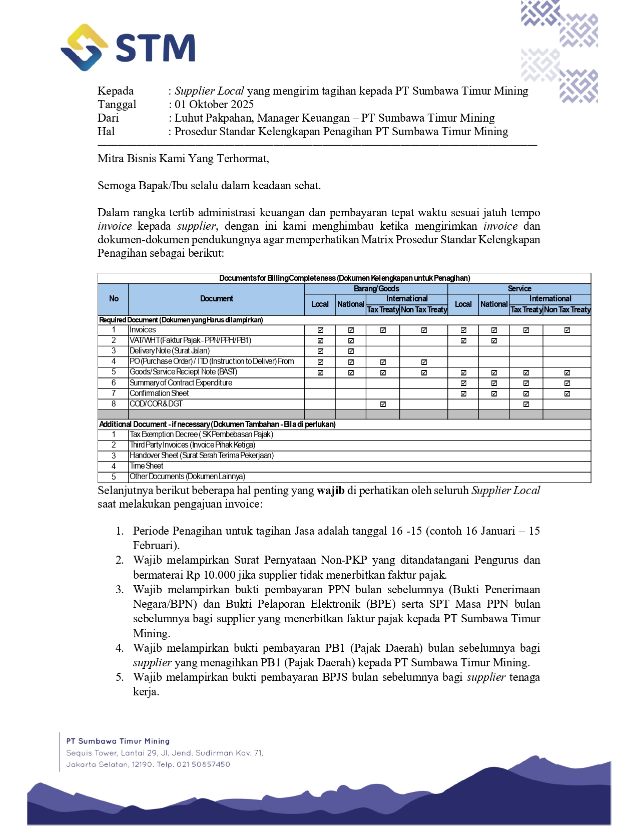 Local Vendor_Standard of Billing Completeness